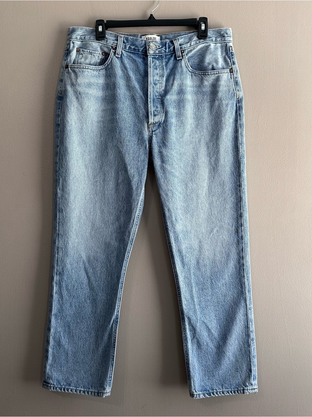 AGOLDE Riley High Rise Straight Leg Jeans Womens 32 Denim 100% Cotton Button Fly